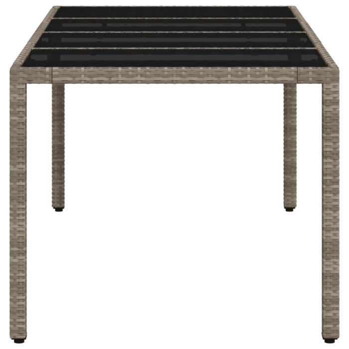 Table de jardin dessus en verre gris clair résine tressée – Image 4