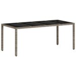 Table de jardin dessus en verre gris clair résine tressée – Image 5