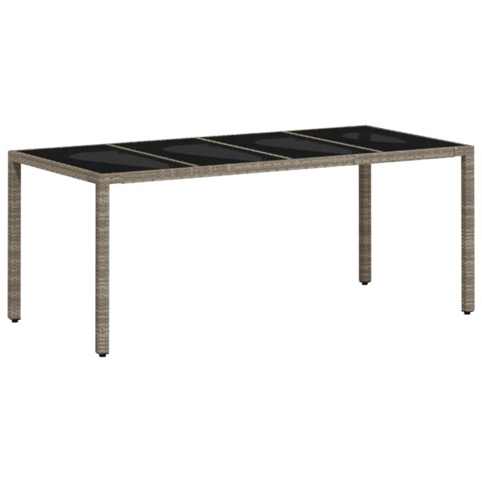 Table de jardin dessus en verre gris clair résine tressée – Image 5