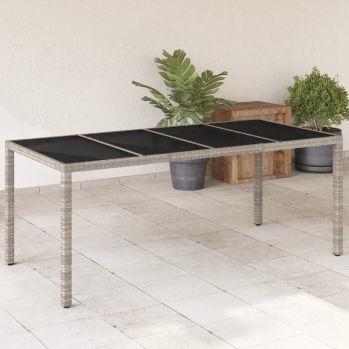 VXL8721012451421_m_en_hd_1.jpg Table de jardin dessus en verre gris clair résine tressée – Image 1