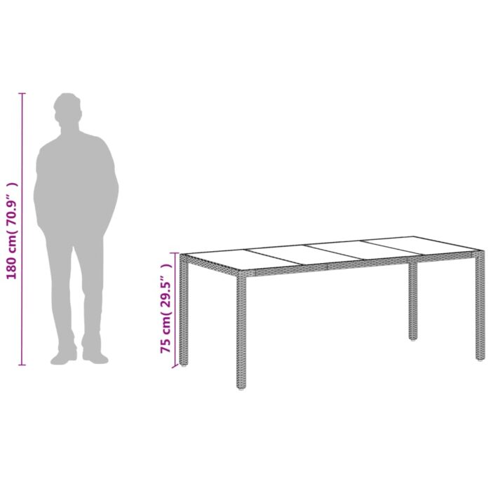 Table de jardin avec dessus en verre blanc résine tressée – Image 10