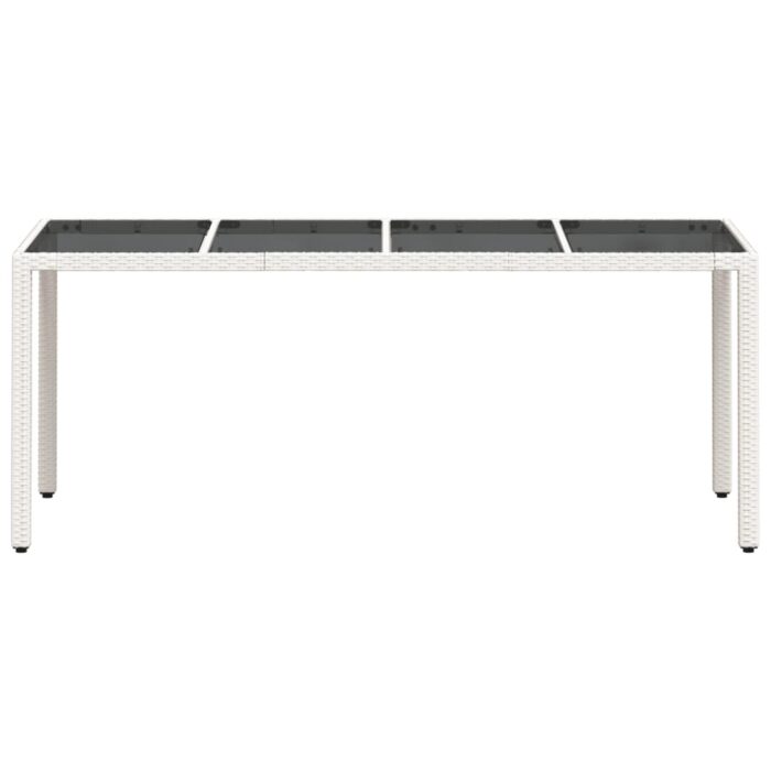 Table de jardin avec dessus en verre blanc résine tressée – Image 3