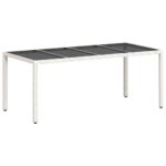 Table de jardin avec dessus en verre blanc résine tressée – Image 5
