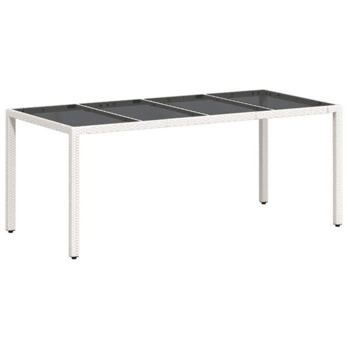 Table de jardin avec dessus en verre blanc résine tressée – Image 5