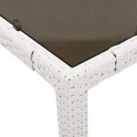Table de jardin avec dessus en verre blanc résine tressée – Image 7