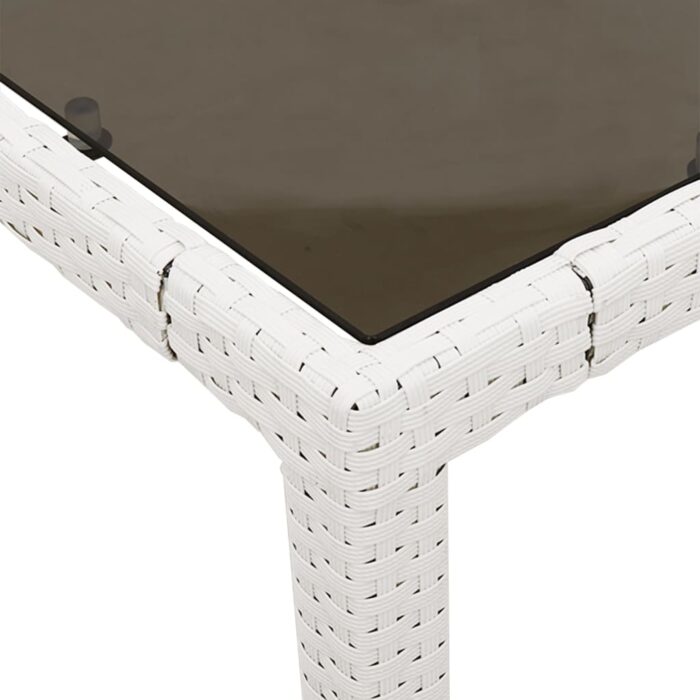 Table de jardin avec dessus en verre blanc résine tressée – Image 7