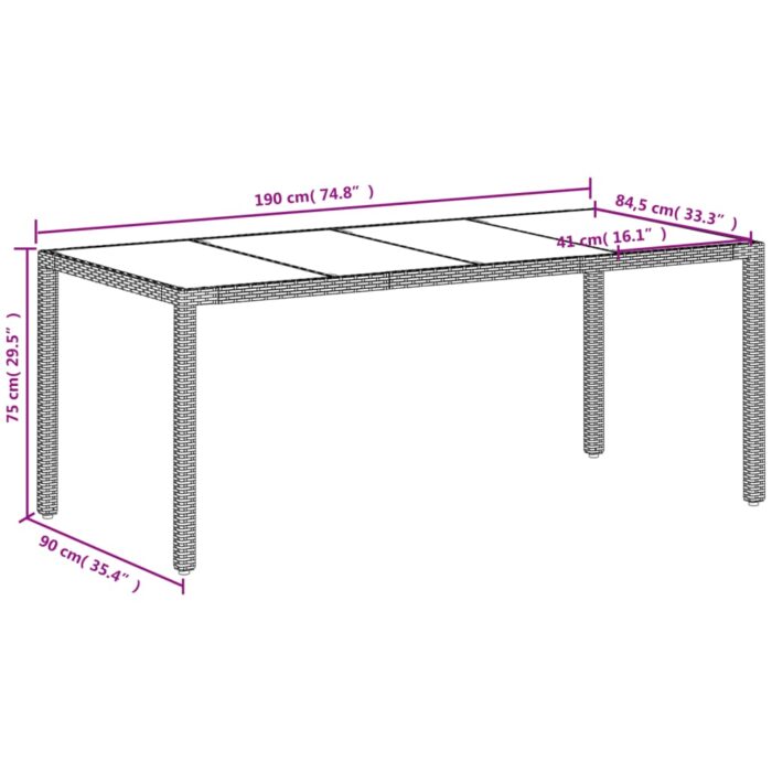 Table de jardin avec dessus en verre blanc résine tressée – Image 9