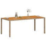 Table de jardin beige 190x90x75 cm résine tressée bois d'acacia – Image 2