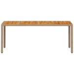 Table de jardin beige 190x90x75 cm résine tressée bois d'acacia – Image 3