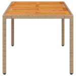 Table de jardin beige 190x90x75 cm résine tressée bois d'acacia – Image 4