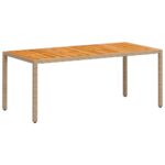 Table de jardin beige 190x90x75 cm résine tressée bois d'acacia – Image 5