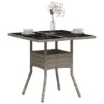 Table de jardin avec dessus en verre gris clair résine tressée – Image 2