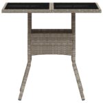 Table de jardin avec dessus en verre gris clair résine tressée – Image 3