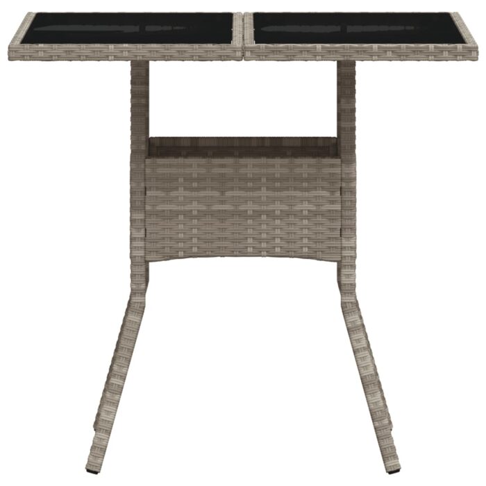Table de jardin avec dessus en verre gris clair résine tressée – Image 3