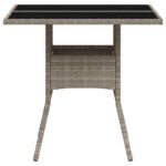 Table de jardin avec dessus en verre gris clair résine tressée – Image 4