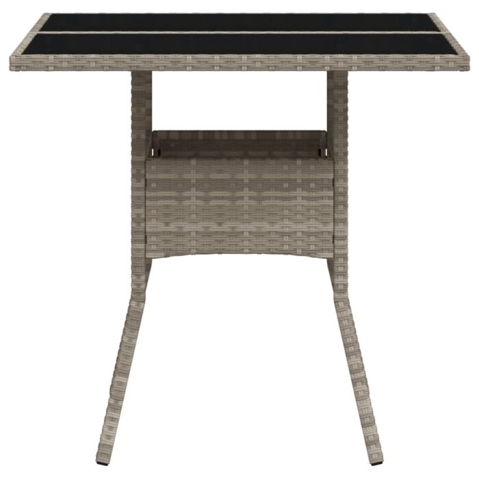 Table de jardin avec dessus en verre gris clair résine tressée – Image 4