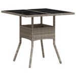 Table de jardin avec dessus en verre gris clair résine tressée – Image 5
