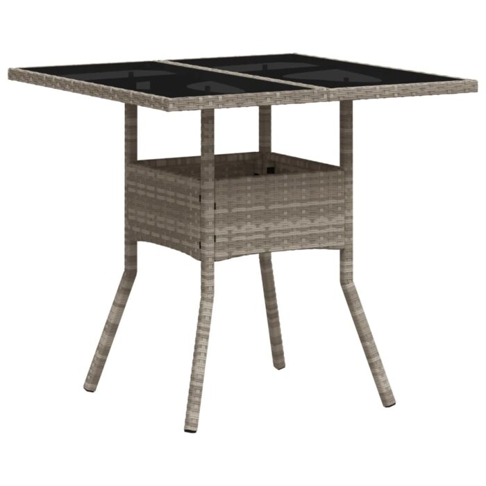Table de jardin avec dessus en verre gris clair résine tressée – Image 5