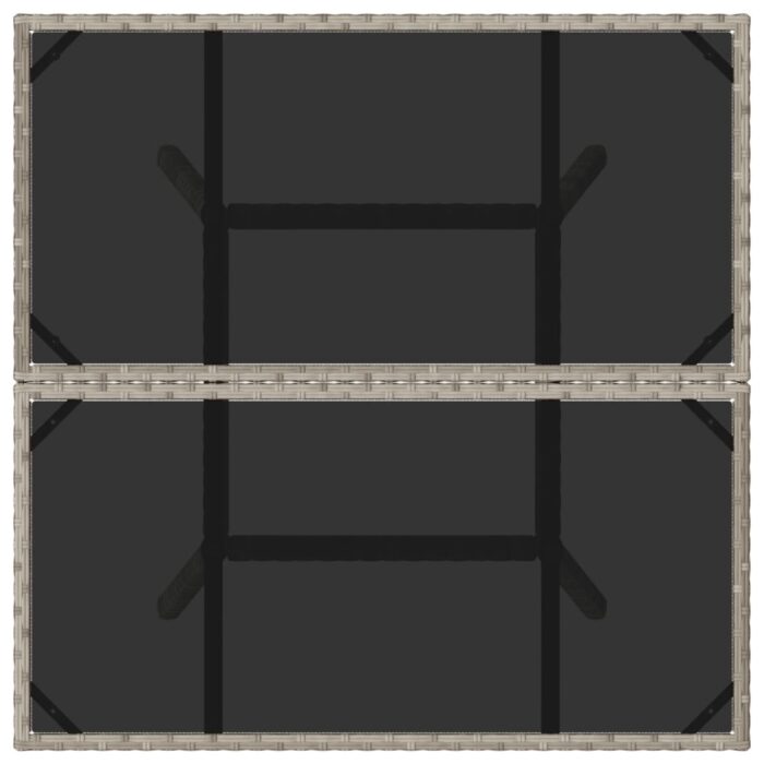 Table de jardin avec dessus en verre gris clair résine tressée – Image 6
