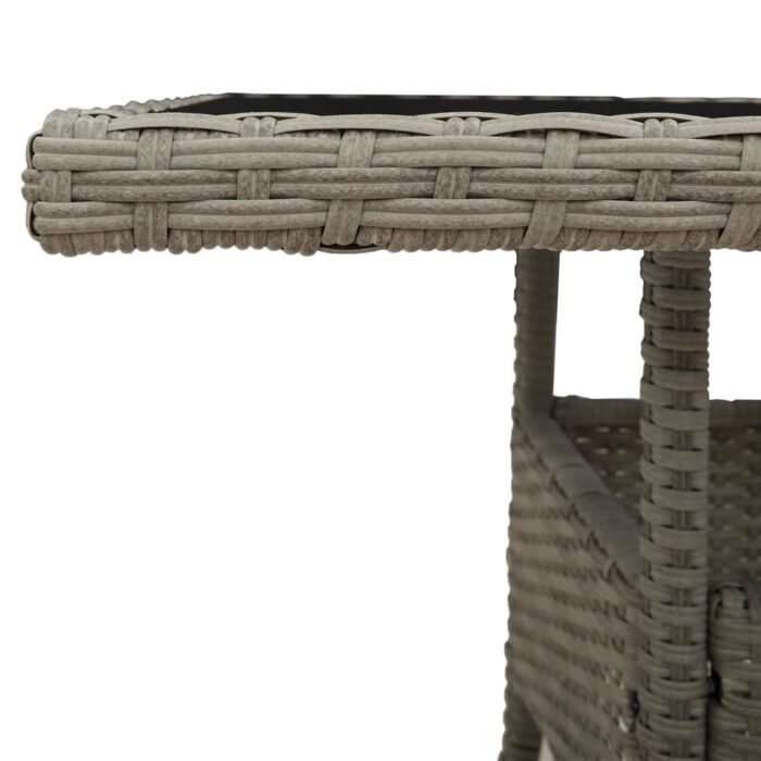 Table de jardin avec dessus en verre gris clair résine tressée – Image 8