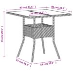 Table de jardin avec dessus en verre gris clair résine tressée – Image 9