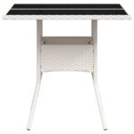 Table de jardin dessus en verre blanc 80x80x75cm résine tressée – Image 4