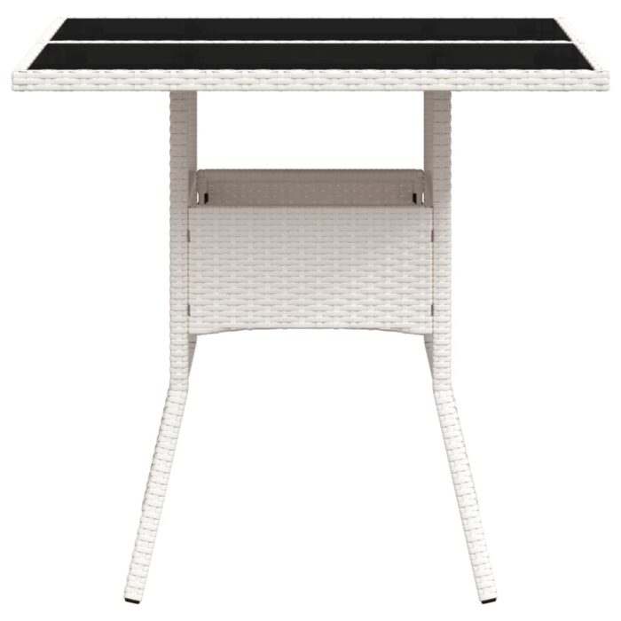 Table de jardin dessus en verre blanc 80x80x75cm résine tressée – Image 4