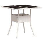 Table de jardin dessus en verre blanc 80x80x75cm résine tressée – Image 5