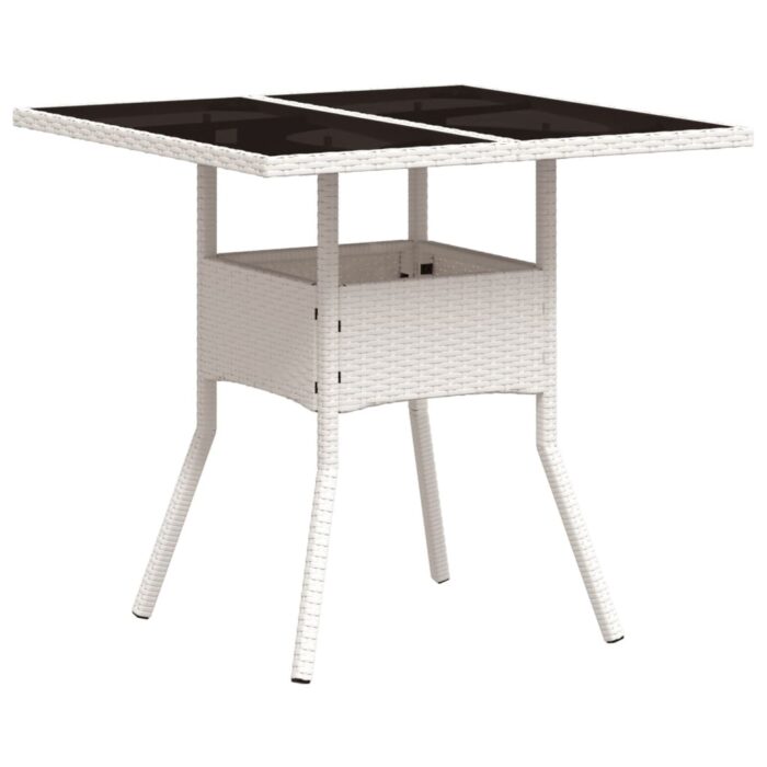 Table de jardin dessus en verre blanc 80x80x75cm résine tressée – Image 5