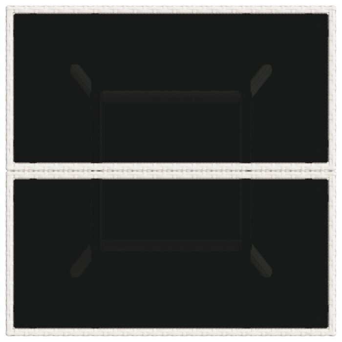 Table de jardin dessus en verre blanc 80x80x75cm résine tressée – Image 6