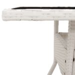 Table de jardin dessus en verre blanc 80x80x75cm résine tressée – Image 7