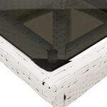 Table de jardin dessus en verre blanc 80x80x75cm résine tressée – Image 8