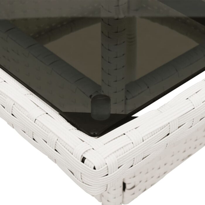 Table de jardin dessus en verre blanc 80x80x75cm résine tressée – Image 8