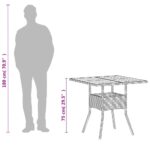 Table de jardin beige 80x80x75 cm résine tressée et bois acacia – Image 10