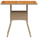 Table de jardin beige 80x80x75 cm résine tressée et bois acacia – Image 3