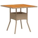 Table de jardin beige 80x80x75 cm résine tressée et bois acacia – Image 5