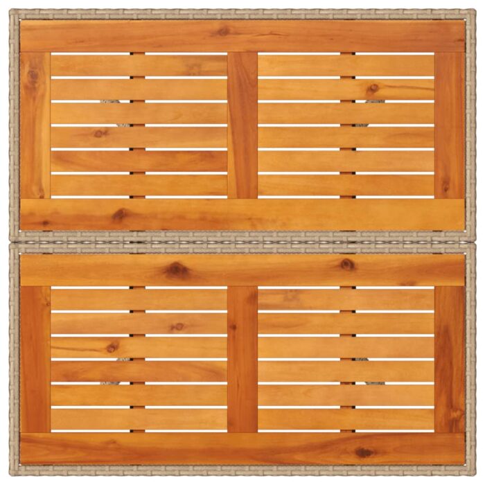 Table de jardin beige 80x80x75 cm résine tressée et bois acacia – Image 6