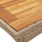 Table de jardin beige 80x80x75 cm résine tressée et bois acacia – Image 7