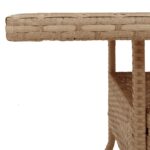 Table de jardin beige 80x80x75 cm résine tressée et bois acacia – Image 8
