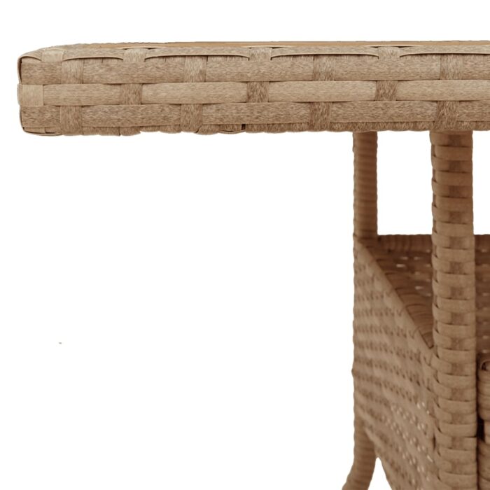 Table de jardin beige 80x80x75 cm résine tressée et bois acacia – Image 8