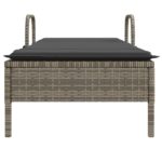 Chaise longue avec roues et coussin gris résine tressée – Image 2