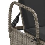 Chaise longue avec roues et coussin gris résine tressée – Image 6
