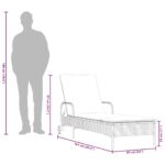 Chaise longue avec roues et coussin gris résine tressée – Image 9