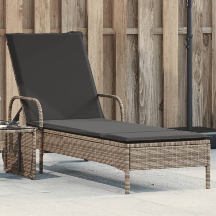 VXL8721012451506_m_en_hd_1.jpg Chaise longue avec roues et coussin gris résine tressée – Image 1