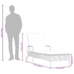 Chaise longue avec roues et coussin beige résine tressée – Image 9