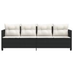 Chaise longue avec coussins noir résine tressée – Image 2