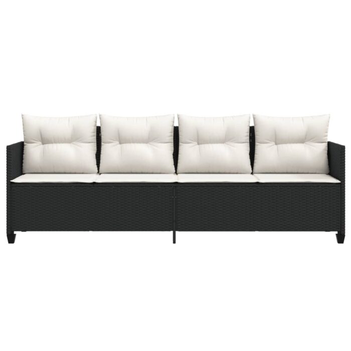 Chaise longue avec coussins noir résine tressée – Image 2