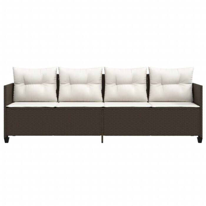 Chaise longue avec coussins marron résine tressée – Image 2