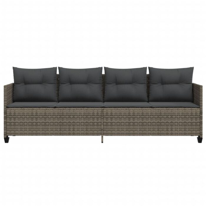 Chaise longue avec coussins gris résine tressée – Image 2
