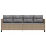 Chaise longue avec coussins beige résine tressée – Image 2